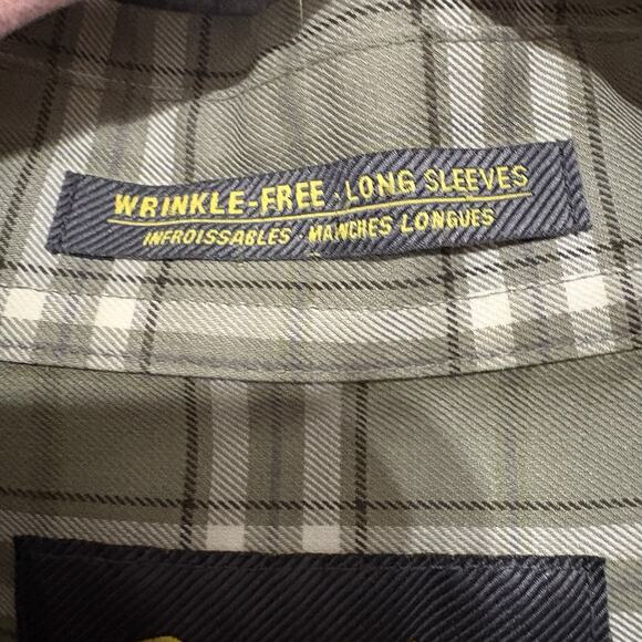 Cabelas Wrinkle Free Shirt Mens 2XLT Green Plaid Button Down Lightweight Pocket - Picture 4 of 8